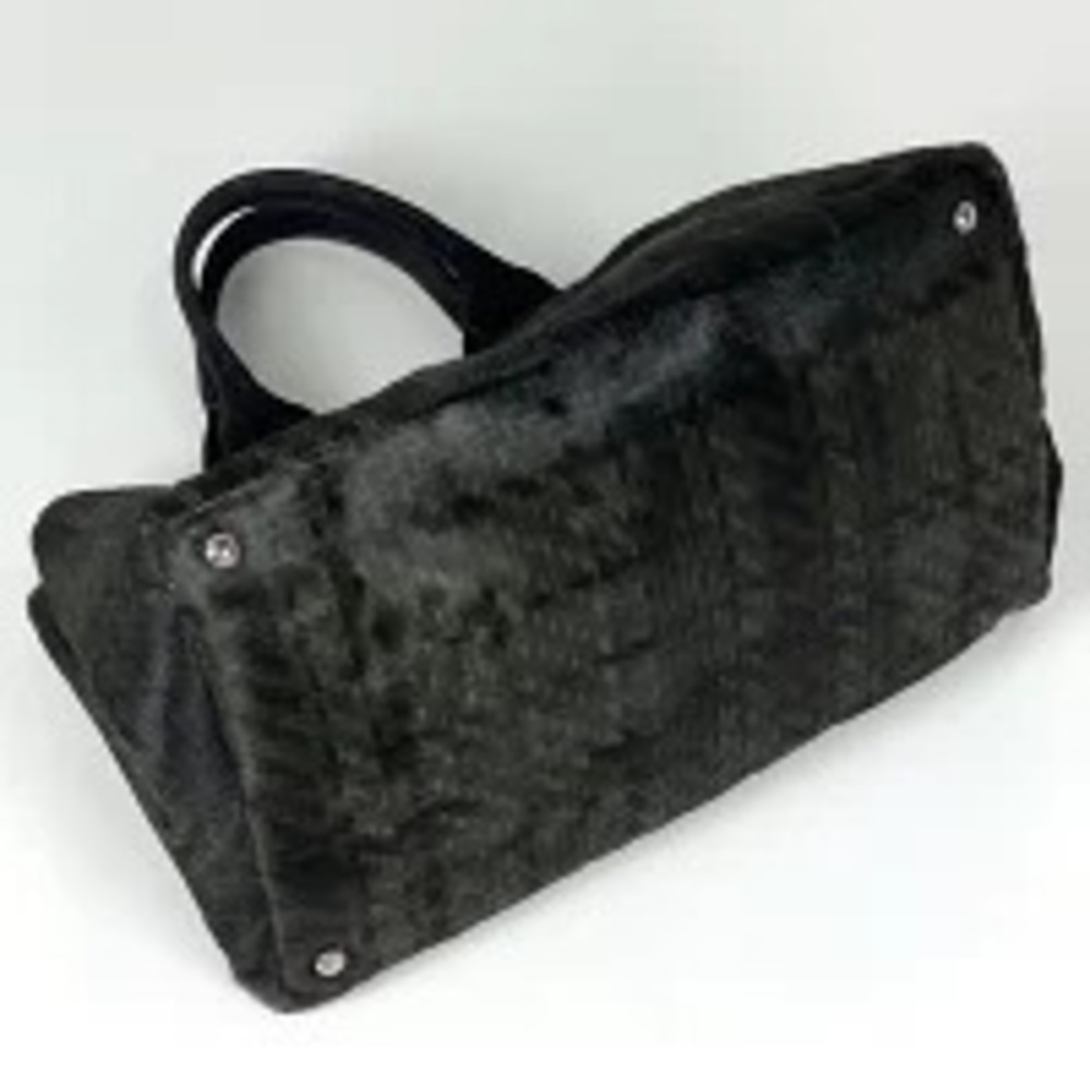Prada 2way Handbag Calfskin Canapa Black Tote Black